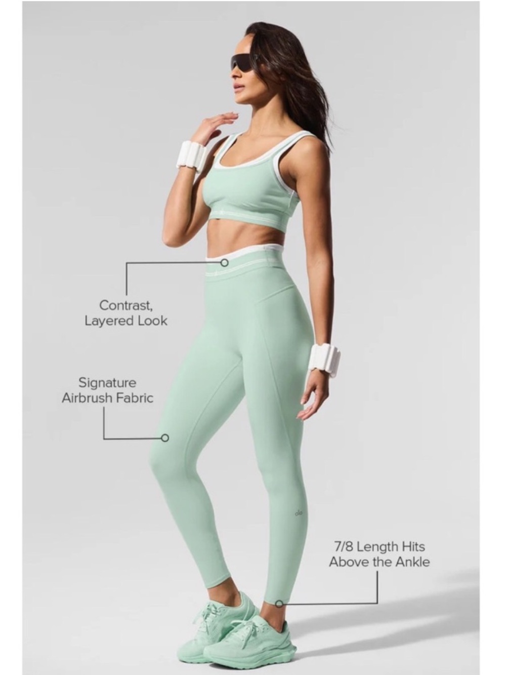 RARE Alo Yoga Airbursh High-Waist 7/8 Better Together Legging Medium Spearmint